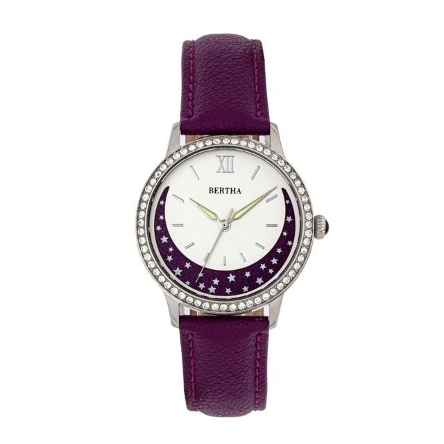 Bertha Dolly Leather-Band Watch Purple One Size