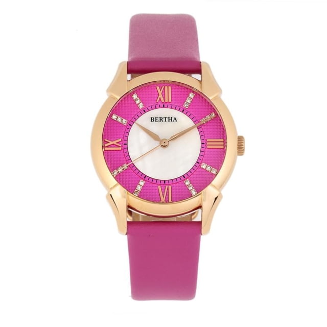 Bertha Ida Mother-of-Pearl Leather-Band Watch Pink - Women's