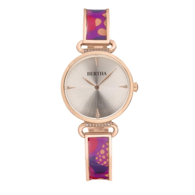 Bertha Katherine Enamel-Designed Bracelet Watch Purple - Women's