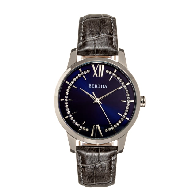 Bertha Prudence Leather-Band Watch - Womens Navy/Grey One Size