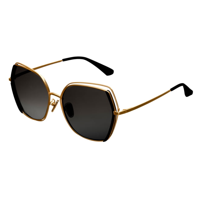Bertha Remi Sunglasses - Womens Gold Frame Black Polarized Lens Gold/Black One Size