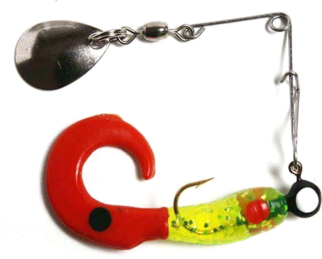 Betts Spin Curl Tail Lure Octopus Fishing Hook 1/32oz 12 Piece Chartreuse/Red Dot/Red Tail