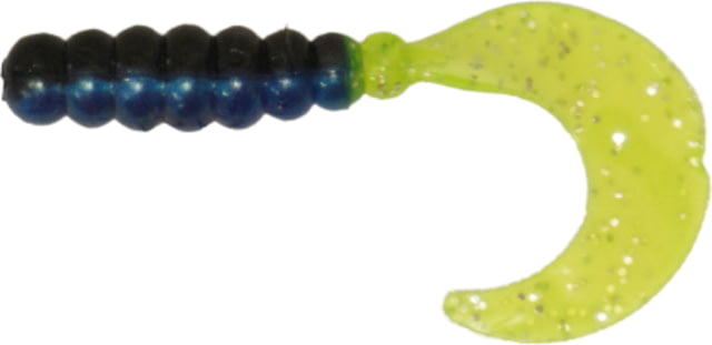 Big Bite Baits Fat Grub Curl Tail Grub 6 2in Black/Blue with Chartreuse Silver
