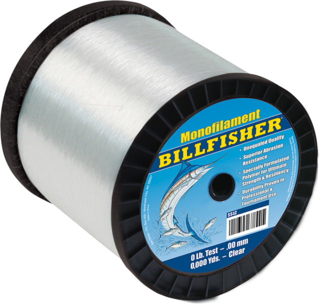 Billfisher Bulk Mono 4lb Spool 125lb 1560yd Clear 1.20mm