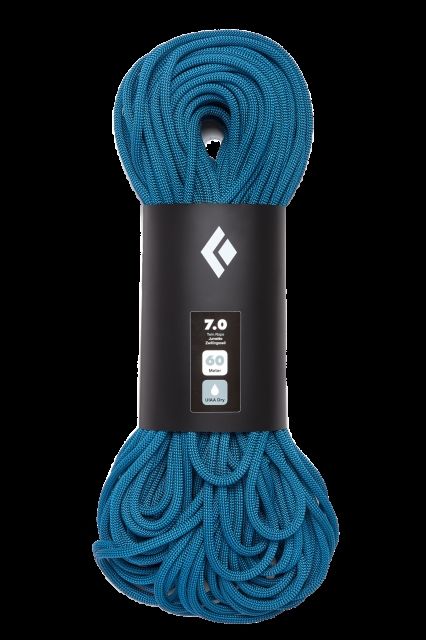 Black Diamond Climbing 7.0 mm Dry Rope Aque Blue 60m