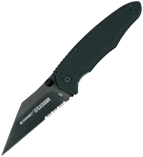 BlackHawk Be-Wharned Folding Knife 3.38in D2 Tool Steel Partial Serrated Sideliner G-10 Handle Black