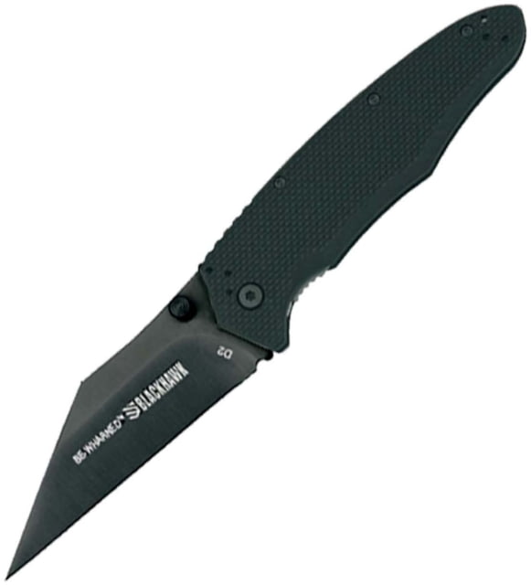 BlackHawk Be-Wharned Folding Knife 3.38in D2 Tool Steel Plain Edge Sideliner G-10 Handle Black