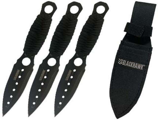 BlackHawk Direct Hit Throwing Knives 3.5in 7CRMOV Paracord Wrap Handle Black