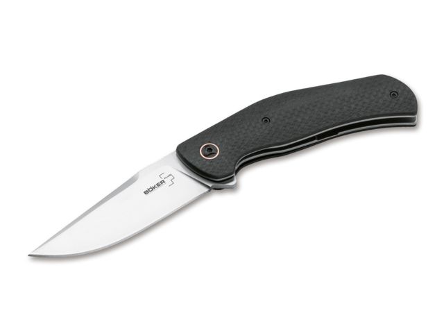 Boker Plus Roundhouse Folding Knife 3.7in Carbon Fibre Uncoated Black