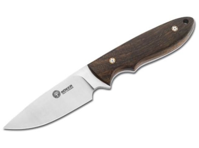 Boker USA Arbolito Pine Creek Wood Knife Guayacan Ebony Wood Handle w/ Sheath