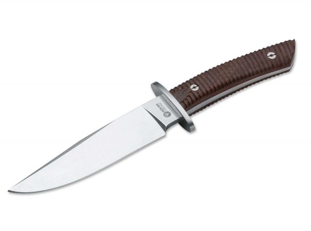Boker USA Arbolito Esculta Ebony Fixed Blade Knife5.75in N695 SteelGrooved Guayacan Ebony Scales