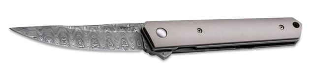 Boker USA Kwaiken Damascus Folding Knife3.5inDamascus SteelStandard EdgeGrayTitanium Handle