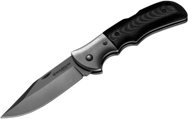 Boker USA Magnum Gray Eminence Folding Knife3.38in 440 Stainless Steel BladeMicarta Handle