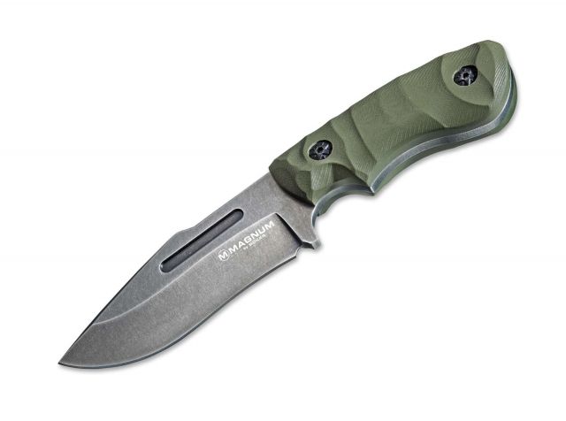 Boker USA Magnum Lil Giant Fixed Blade Knife3.62in 440 Steel BladeGreen G10 Grip Handle