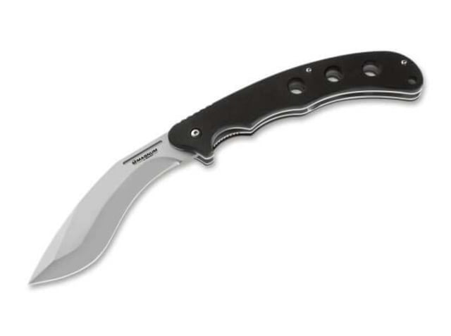 Boker USA Magnum Pocket Khukri Knife 6.25in Closed 4.65in 440A Stonewash Blade Black Textured G10 Handle