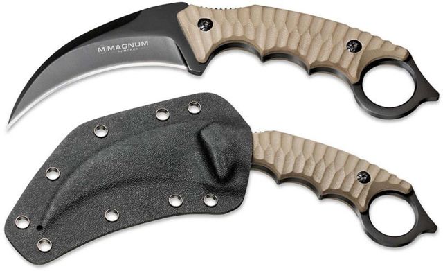 Boker USA Magnum Spike Karambit Fixed Blade Knife4.0in 440A Steel BladeG-10 Brown Handle