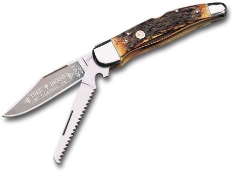 Boker USA Stag Double Lock Folding Knife w/ Sheath