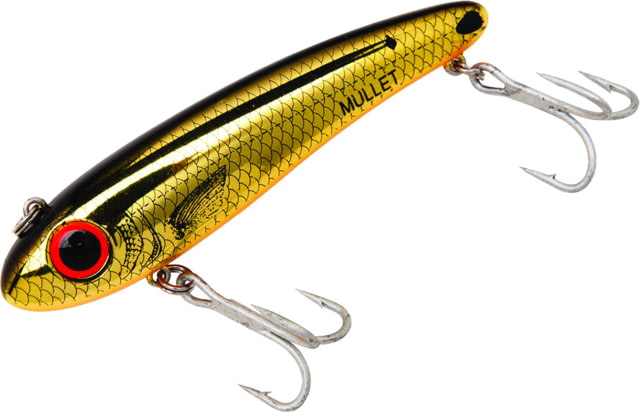 Bomber Saltwater SW Mullet Slow-Sinking Twitch/Walking Lure. 3.5in 5/8oz Gold/Black/Orange