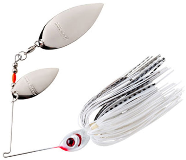 Booyah Counter Strike Double Willow Spinnerbait Mustad Fishing Hook 1/2oz 1 Piece Silver Scale White