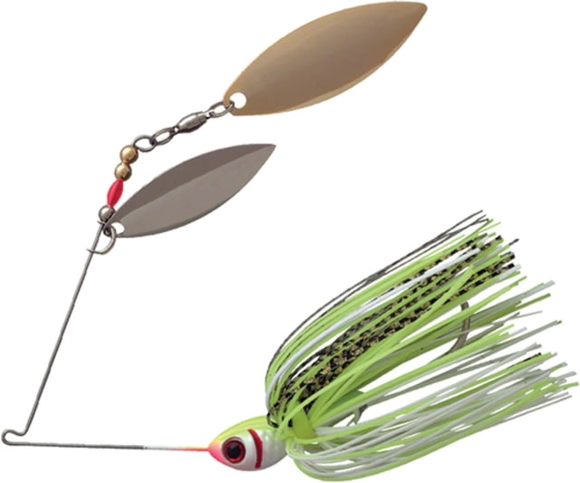 Booyah Counter Strike Double Willow Spinnerbait Mustad Fishing Hook 3/8oz 1 Piece Gold Scale Chartreuse White