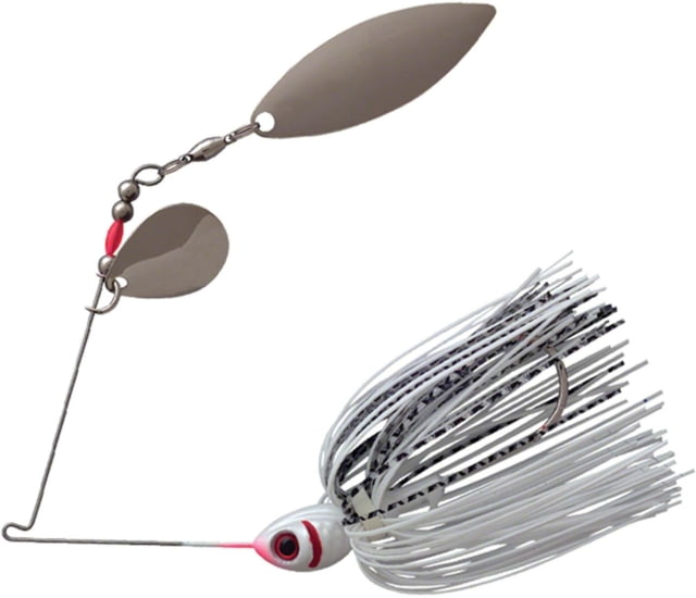 Booyah Counter Strike Tandem Spinnerbait Mustad Fishing Hook 5/0 3/8oz 1 Piece Pearl White/Silver White