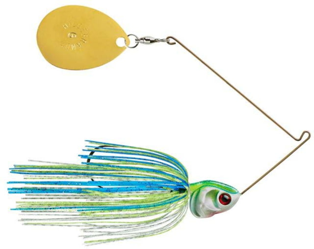 Booyah J.C Covert Series Single Colorado Spinnerbait Fishing Hook 3/4 oz 1 Piece White/Chartreuse/Blue