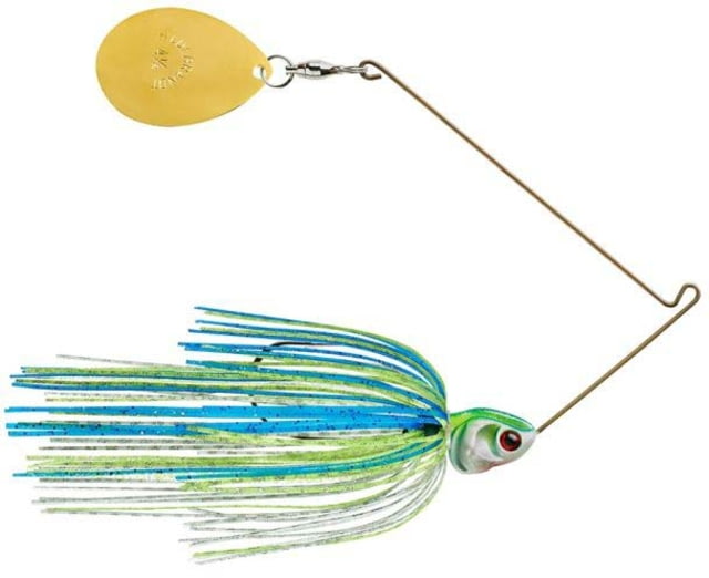 Booyah J.C. Covert Series Single Colorado Spinnerbait Fishing Hook 3/8oz 1 Piece White/Chartreuse/Blue
