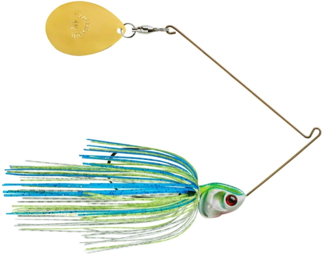 Booyah J.C. Covert Series Single Colorado Spinnerbait Fishing Hook 1/2oz 4/0 1 Piece White/Chartreuse/Blue