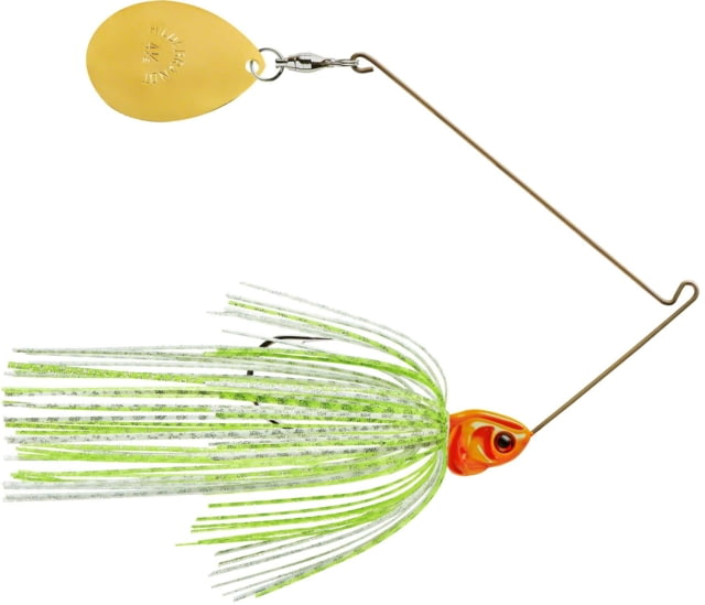 Booyah J.C. Covert Series Single Colorado Spinnerbait Fishing Hook 3/8oz 1 Piece White/Chartreuse/Silver/Orange Head