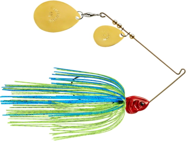 Booyah J.C. Covert Series Double Colorado Spinnerbait Fishing Hook 3/8oz 1 Piece Blue/Chartreuse-Red Head
