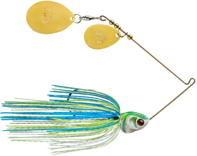 Booyah J.C. Covert Series Double Colorado Spinnerbait Fishing Hook 1/2oz 1 Piece White/Chartreuse/Blue-Gold