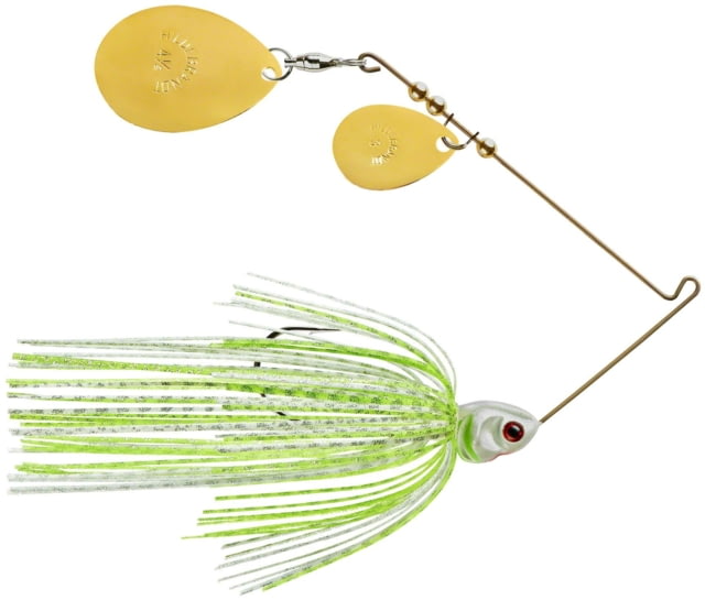 Booyah J.C. Covert Series Double Colorado Spinnerbait Fishing Hook 3/8oz 1 Piece White/Chart/Silver Scl-Gold