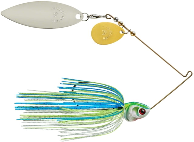 Booyah J.C. Covert Series Tandem Spinnerbait Fishing Hook 1/2oz 1 Piece White/Chartreuse/Blue