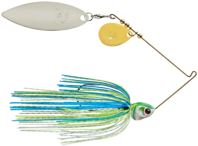 Booyah J.C. Covert Series Tandem Spinnerbait Fishing Hook 3/8oz 1 Piece White/Chartreuse/Blue