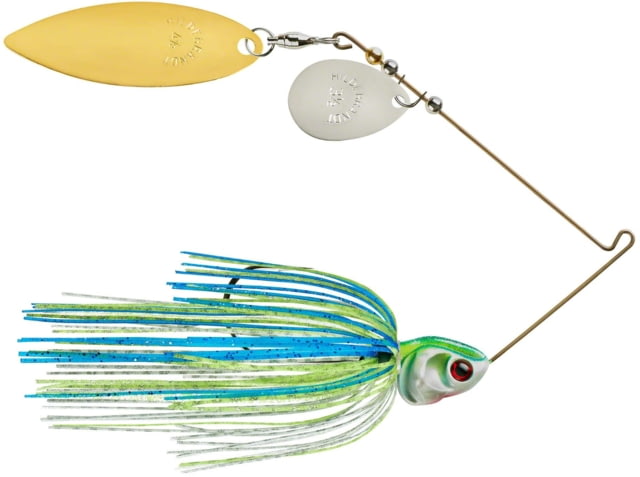 Booyah J.C. Covert Series Tandem Spinnerbait Fishing Hook 1/2oz 1 Piece White/Chart/Blue-Nickel/Gold