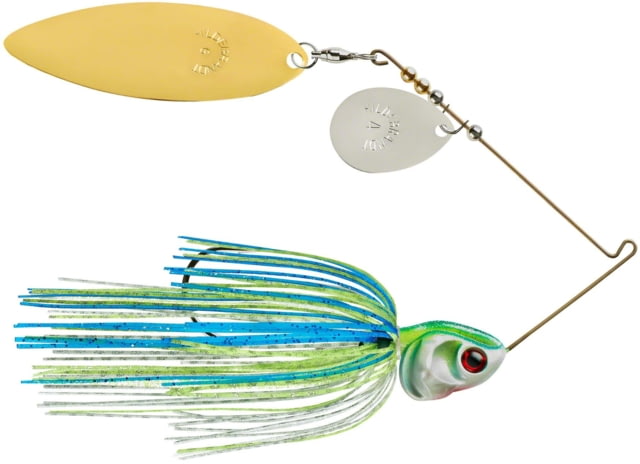 Booyah J.C. Covert Series Tandem Spinnerbait Fishing Hook 3/4oz 1 Piece White/Chartreuse/Blue-Nickel/Gold