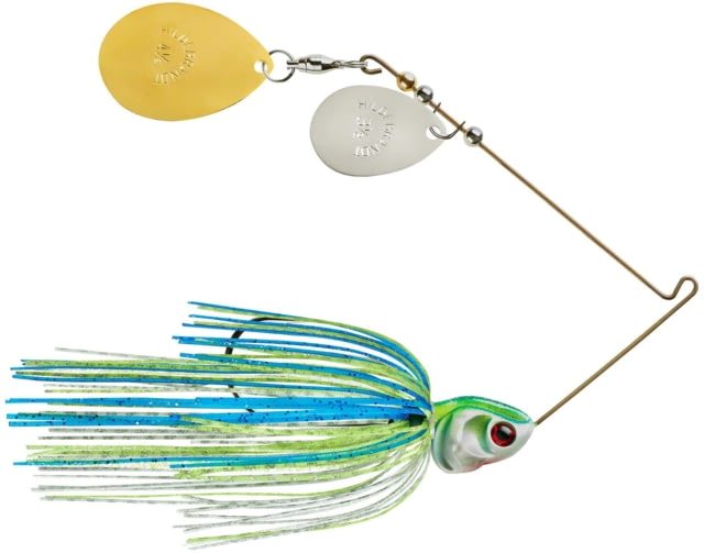 Booyah J.C. Covert Series Double Colorado Spinnerbait Fishing Hook 1/2oz 1 Piece White/Chartreuse/Blue
