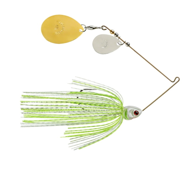 Booyah J.C. Covert Series Double Colorado Spinnerbait Fishing Hook 3/8oz 1 Piece White/Chartreuse/Silver Scale