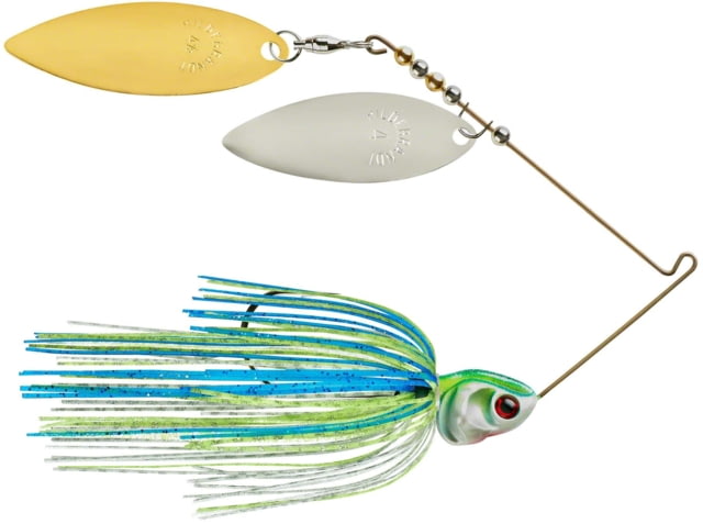 Booyah J.C. Covert Series Double Willow Spinnerbait Fishing Hook 1/2oz 1 Piece White/Chart/Blue-Nickel/Gold