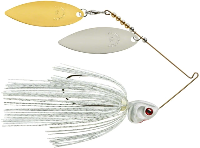 Booyah J.C. Covert Series Double Willow Spinnerbait Fishing Hook 1/2 oz 1 Piece White/Silver Scale-Nickel/Gold