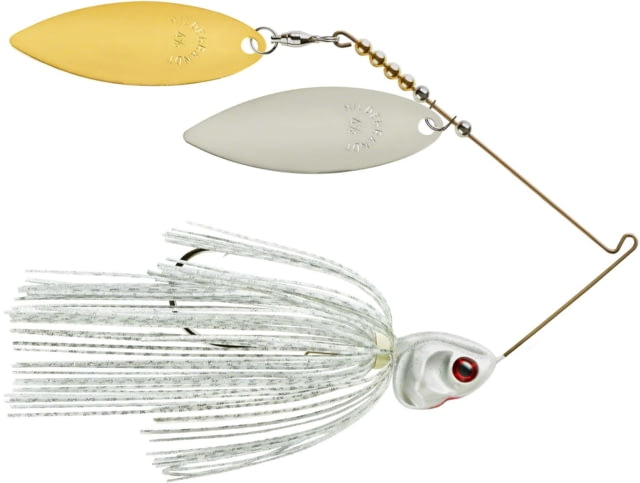 Booyah J.C. Covert Series Double Willow Spinnerbait Fishing Hook 3/4oz 1 Piece White/Silver Scale-Nickel/Gold