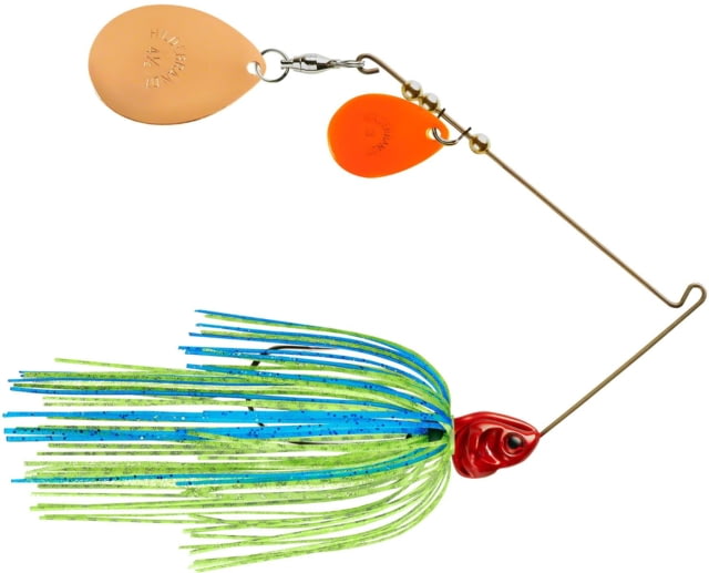 Booyah J.C. Covert Series Double Colorado Spinnerbait Fishing Hook 3/8oz 1 Piece Blue/Chart-Red Head-Copper/Orange
