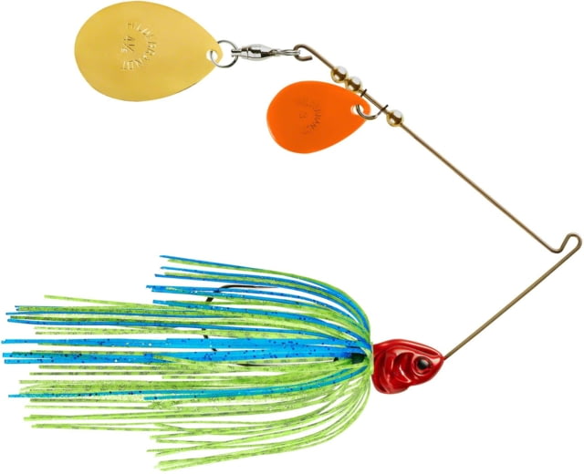 Booyah J.C. Covert Series Double Colorado Spinnerbait Fishing Hook 3/8oz 1 Piece Blue/Chart-Red Head-Gold/Orange