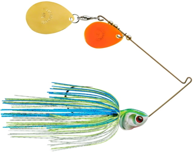Booyah J.C. Covert Series Double Colorado Spinnerbait Fishing Hook 1/2 oz 1 Piece White/Chartreuse/Blue-Orange