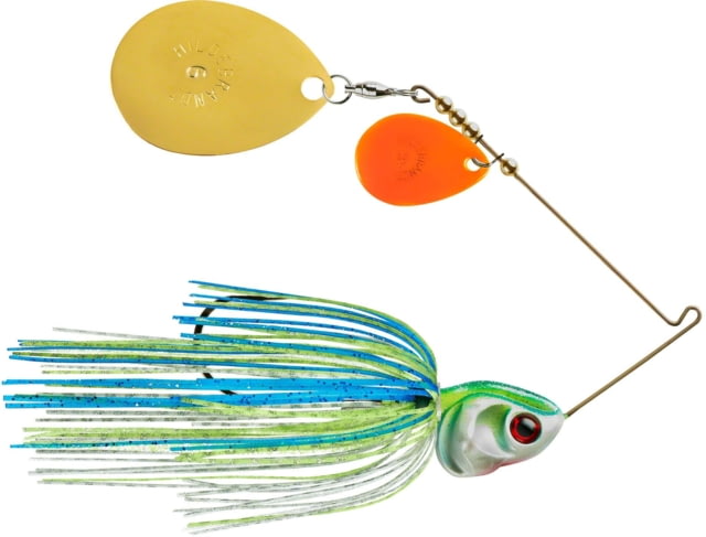 Booyah J.C. Covert Series Double Colorado Spinnerbait Fishing Hook 1 oz 1 Piece White/Chartreuse/Blue-Orange