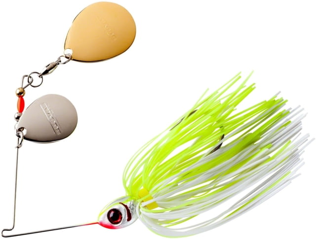 Booyah Double Colorado Spinnerbait Mustad Fishing Hook 4/0 3/8oz 1 Piece White Chartreuse