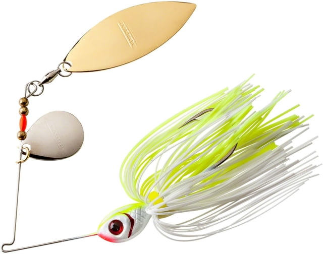 Booyah Booyah Tandem Blade Spinnerbait Mustad Fishing Hook 4/0 3/8oz 1 Piece White Chartreuse