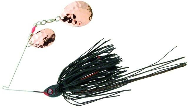 Booyah Tux & Tails Double Colorado Leaf Spinnerbait Mustad Fishing Hook 4/0 3/8oz 1 Piece Black/Copper