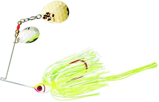 Booyah Tux & Tails Double Colorado Leaf Spinnerbait Mustad Fishing Hook 4/0 1/2oz 1 Piece Chart/White Gold