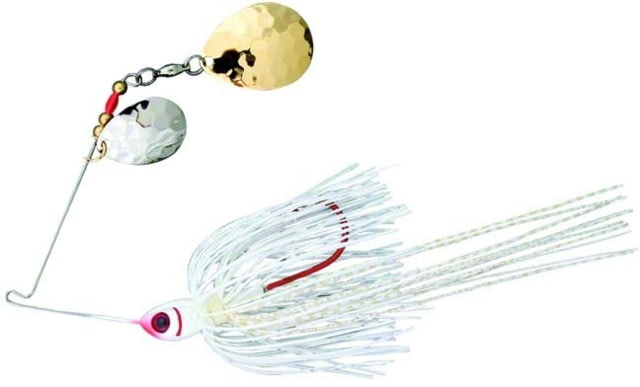 Booyah Tux & Tails Double Colorado Leaf Spinnerbait Mustad Fishing Hook 4/0 1/2oz 1 Piece White/Gold